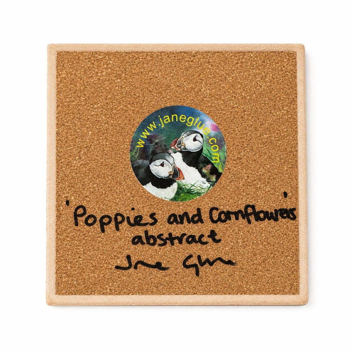 Small ceramic tile/Poppies and cornflowers Abstract