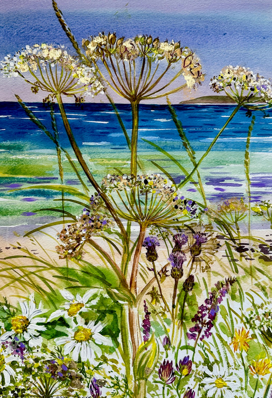 Hand finished print A3 size unframed/Cow parsley on the shoreline