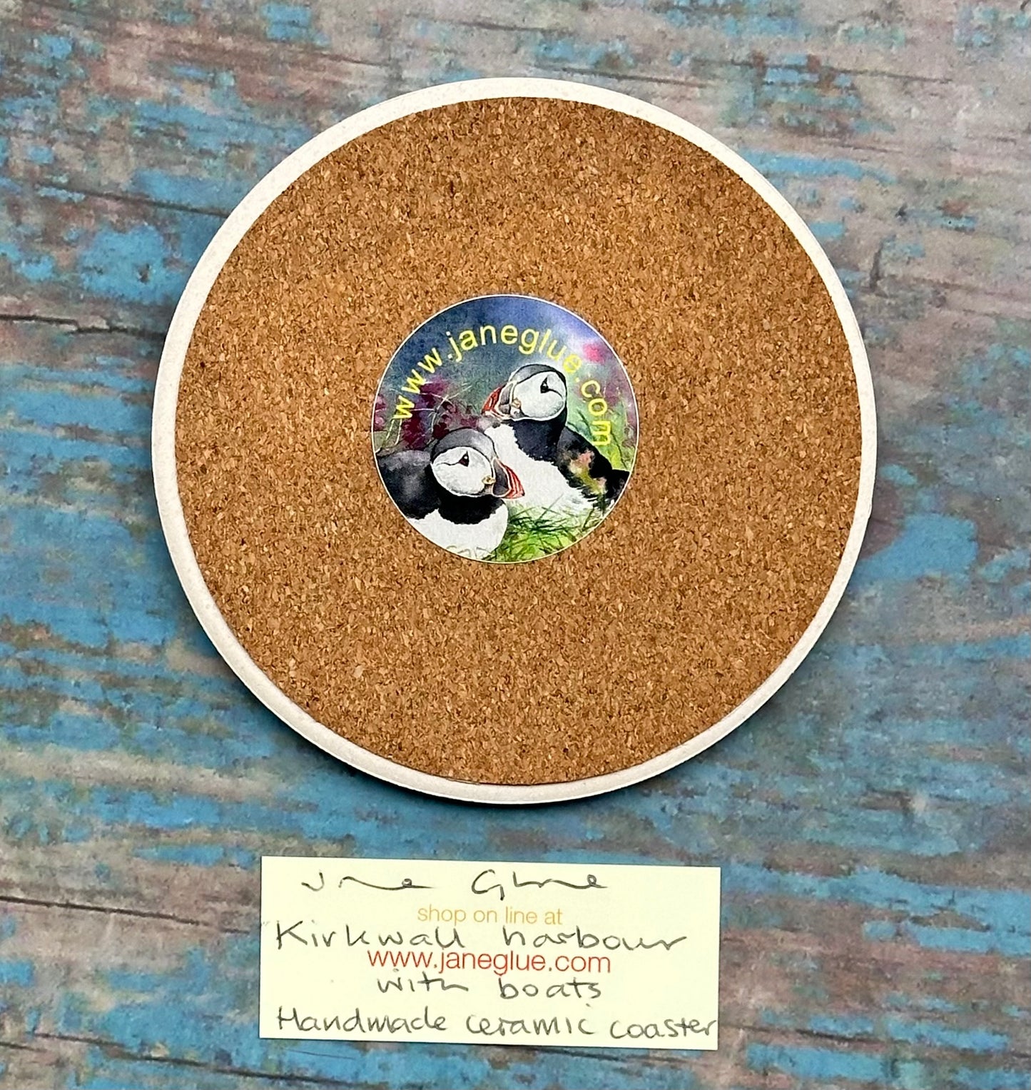 Ceramic coaster/Kirkwall harbour with boats