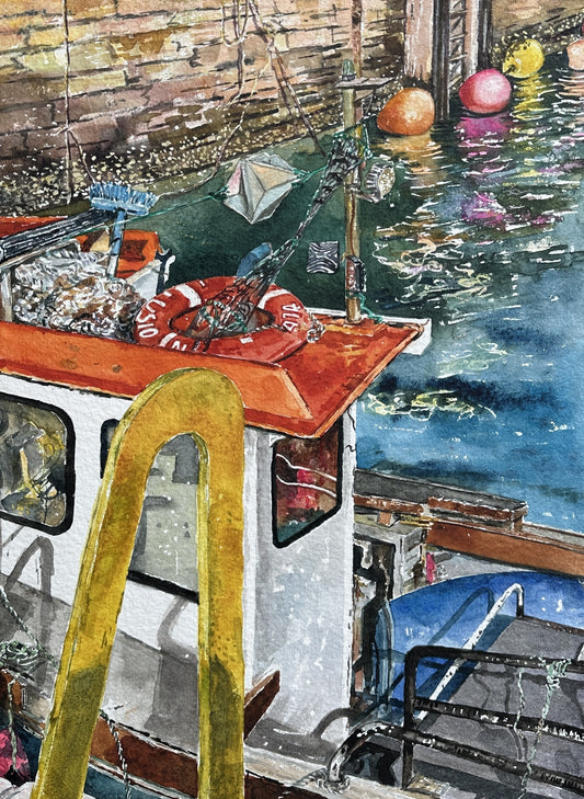 NEW! Original painting/Fishing boat, Stromness harbour