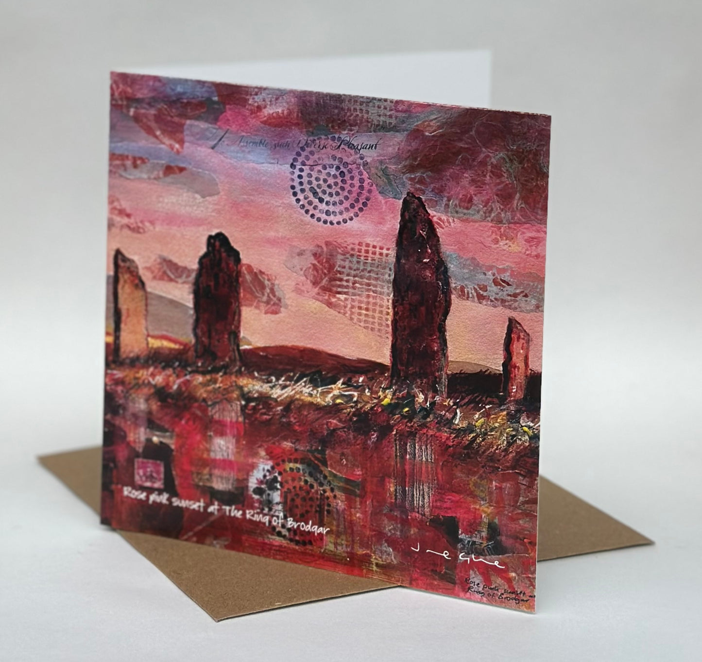 Large Card - Rose pink sunset at The Ring of Brodgar