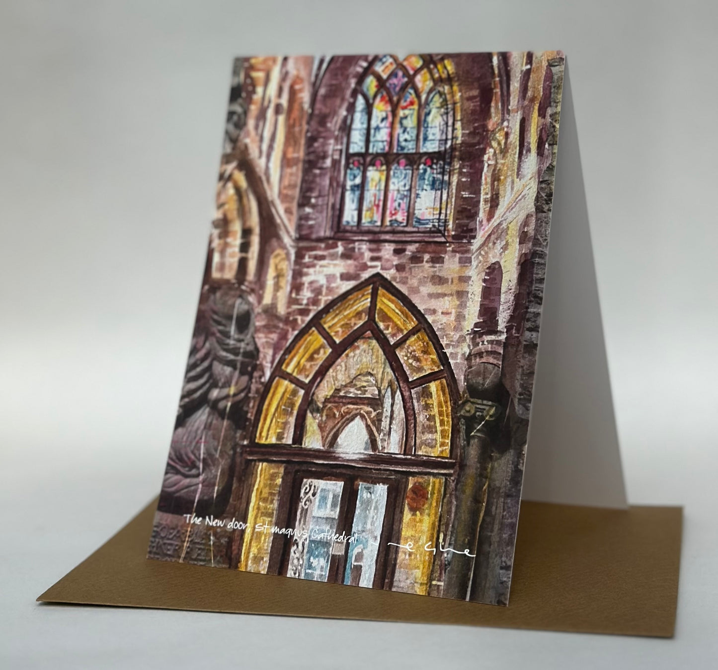 Card - The new door, St Magnus cathedral