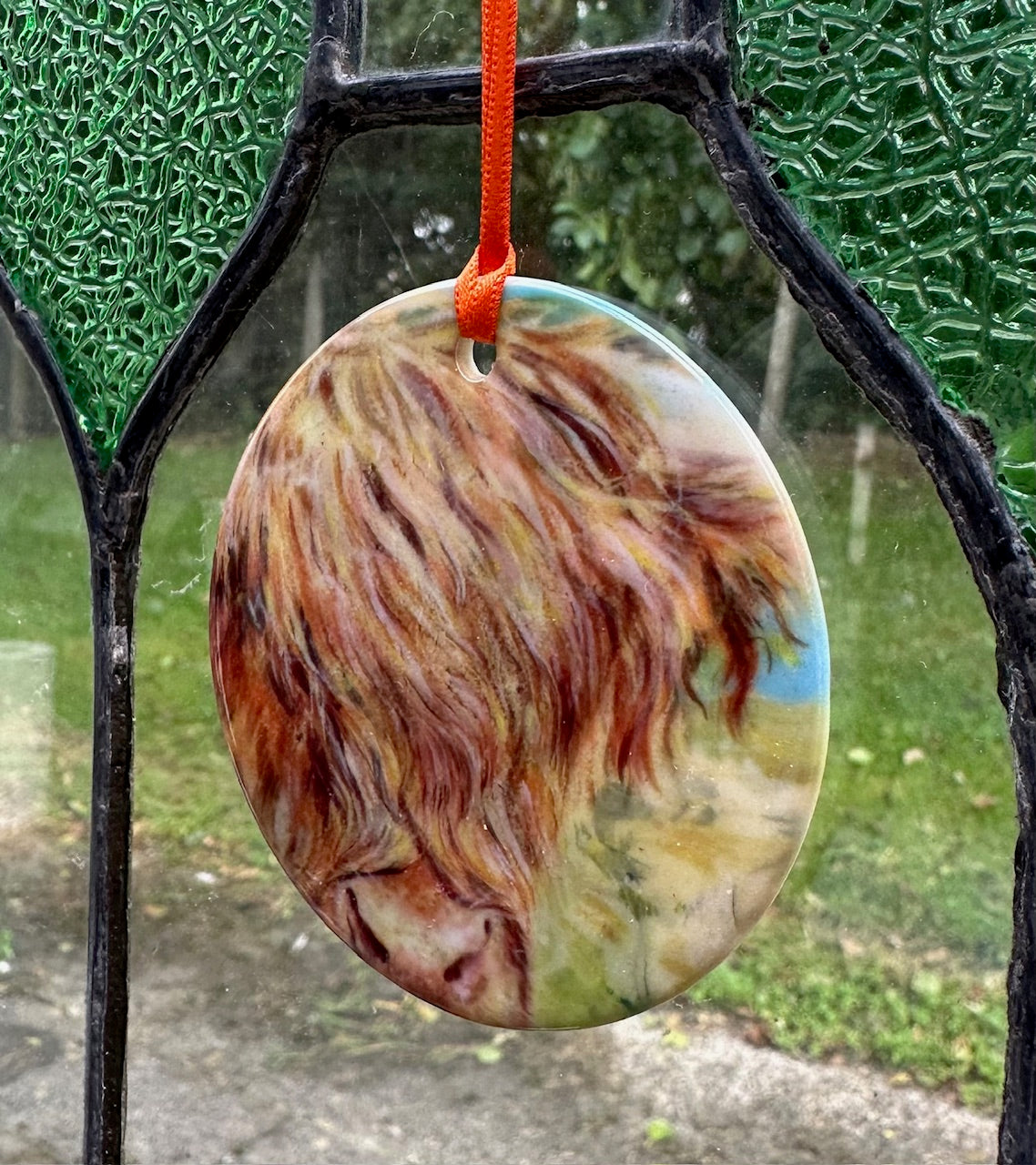 Small round hanging ornament/Hamish the highland coo