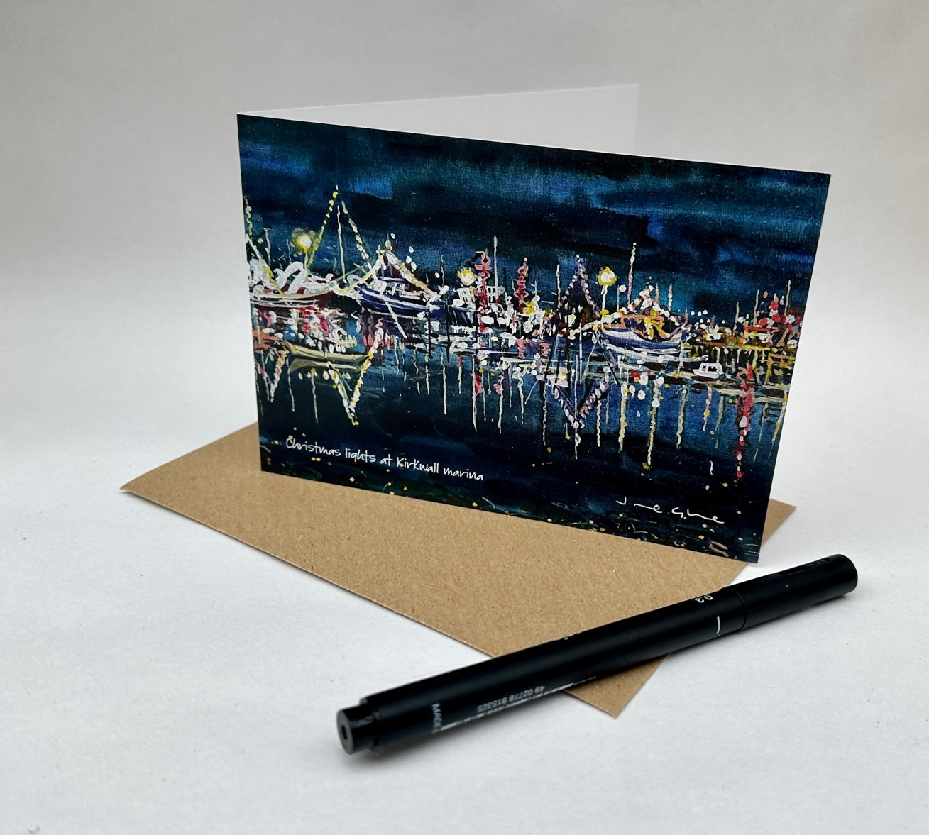 Card - Christmas Lights at Kirkwall marina
