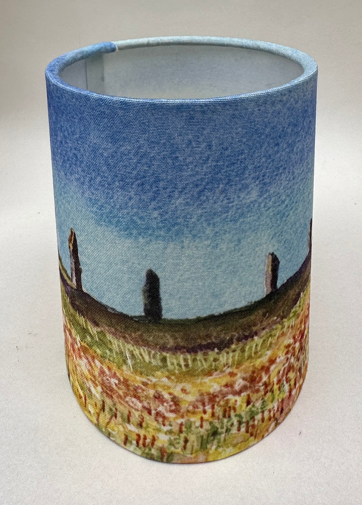 Small candle lamp/Dandelions and The Ring of Brodgar, Orkney