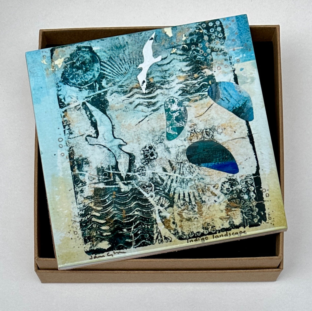 Small ceramic tile/Indigo Landscape