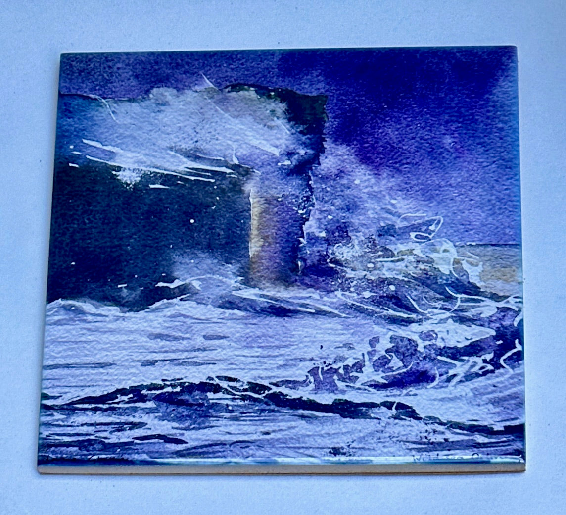 Large ceramic tile/Wild sea, Orkney