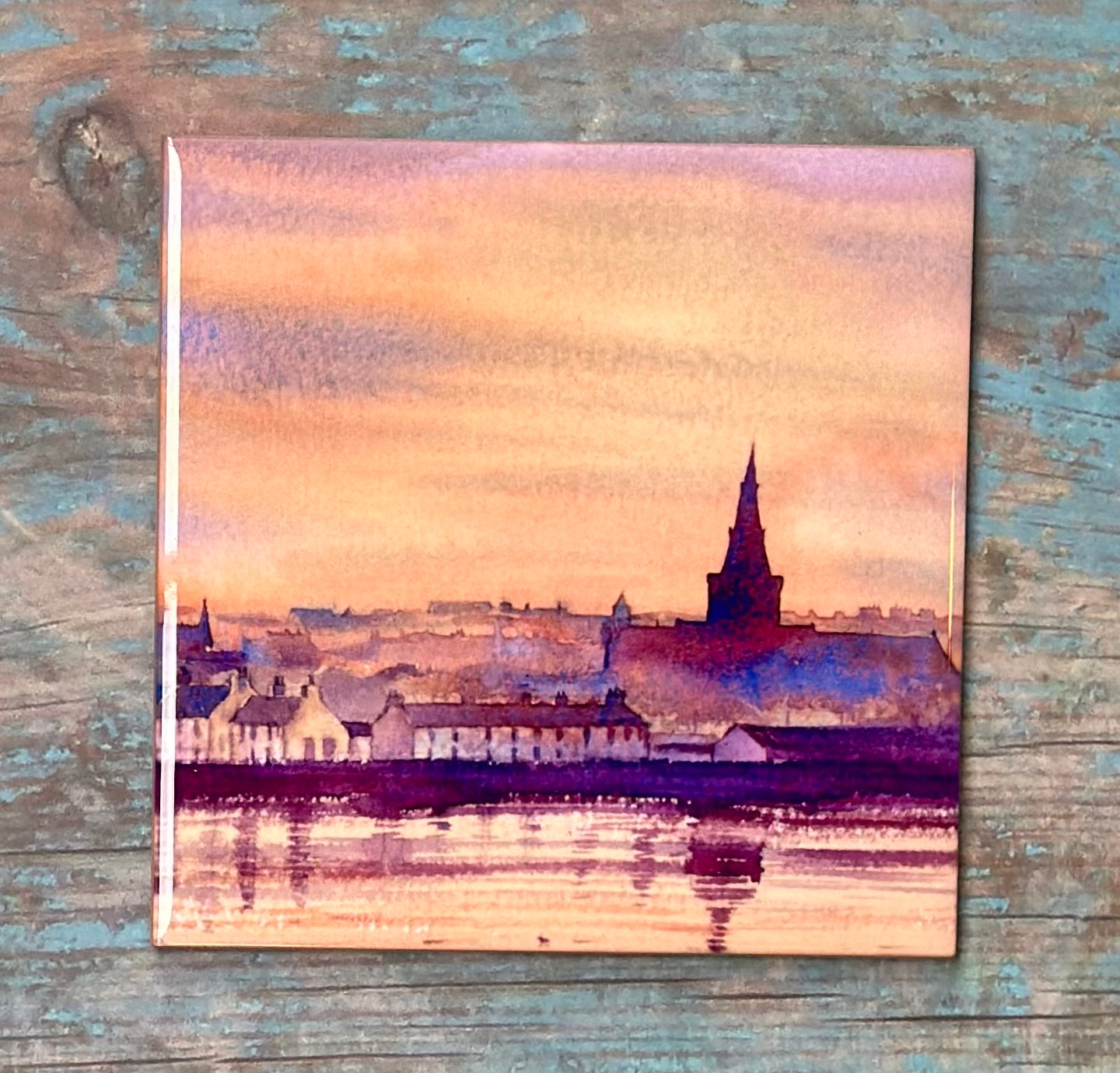 Medium ceramic tile/Sunset over Kirkwall bay