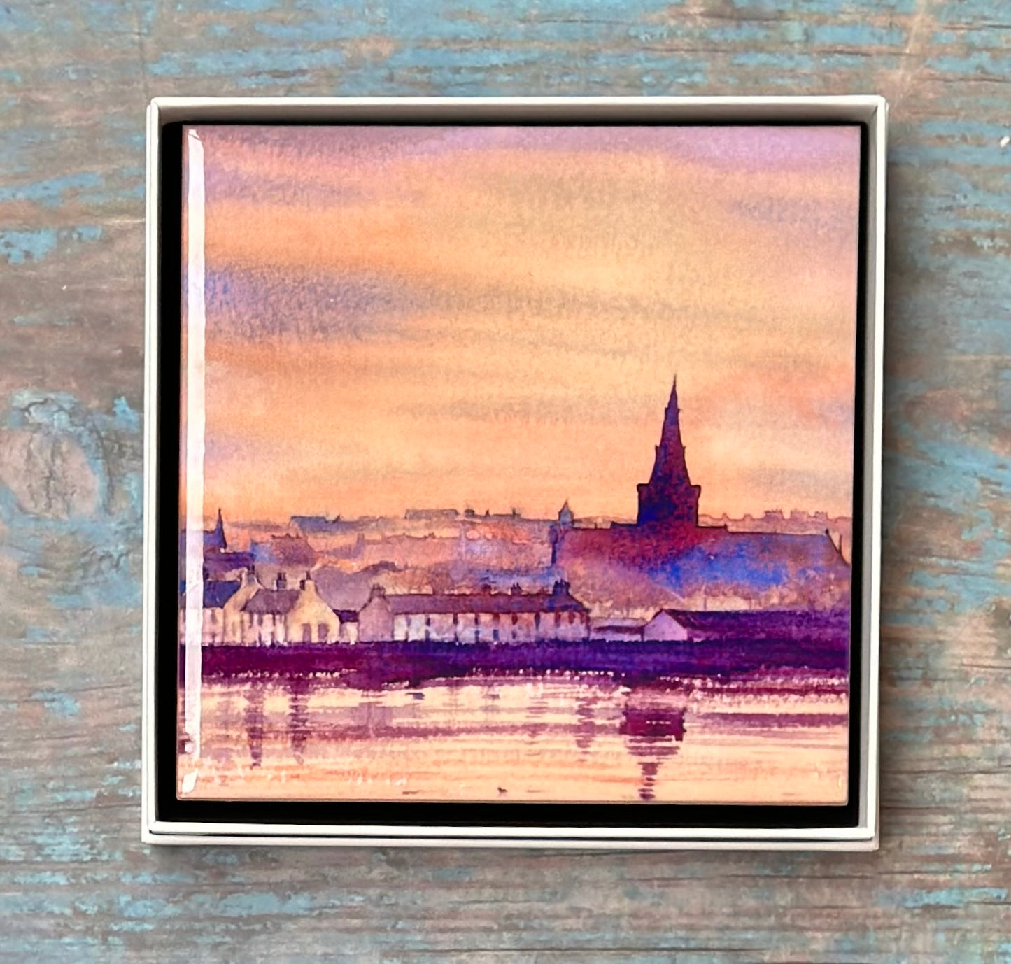 Medium ceramic tile/Sunset over Kirkwall bay