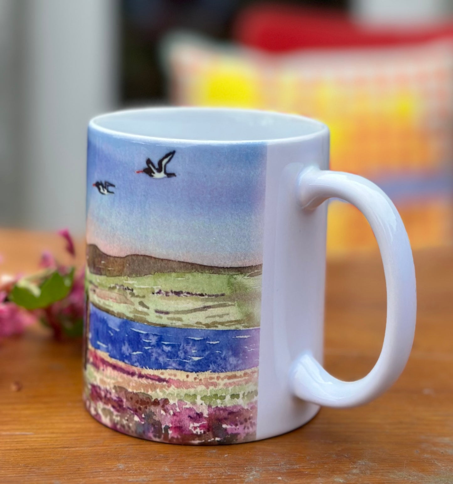 Ceramic mug/Oystercatchers and curlews at The Ring of Brodgar