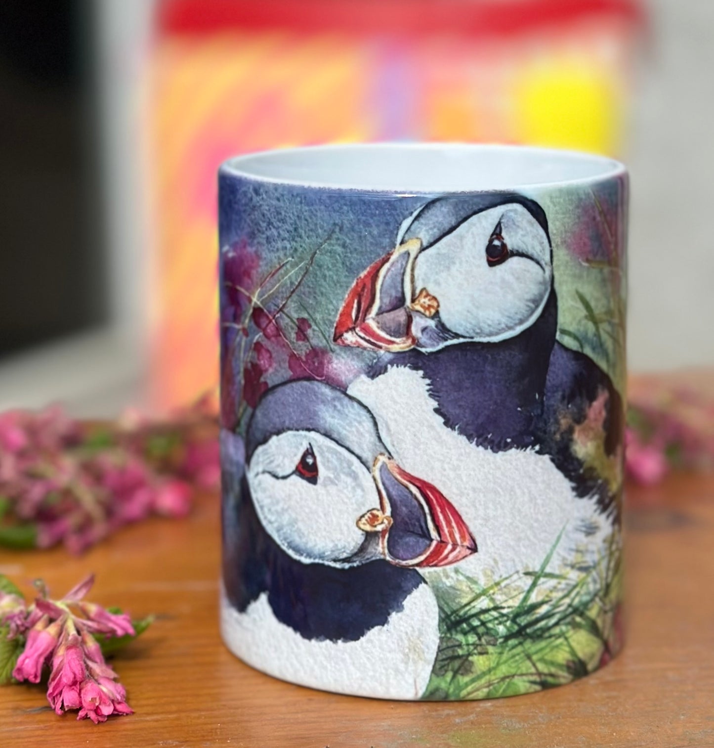 Ceramic mug/Tammie norries(puffins)