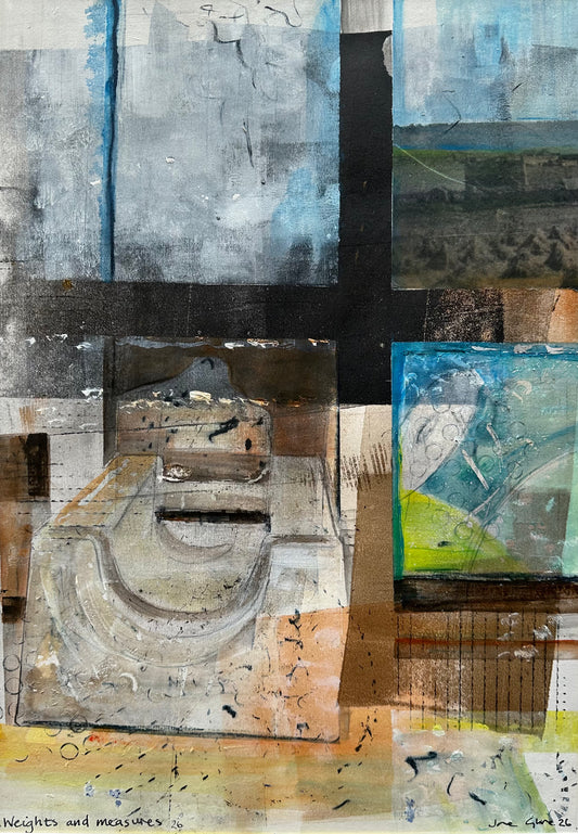 NEW! Original mixed media painting/Weights and measures
