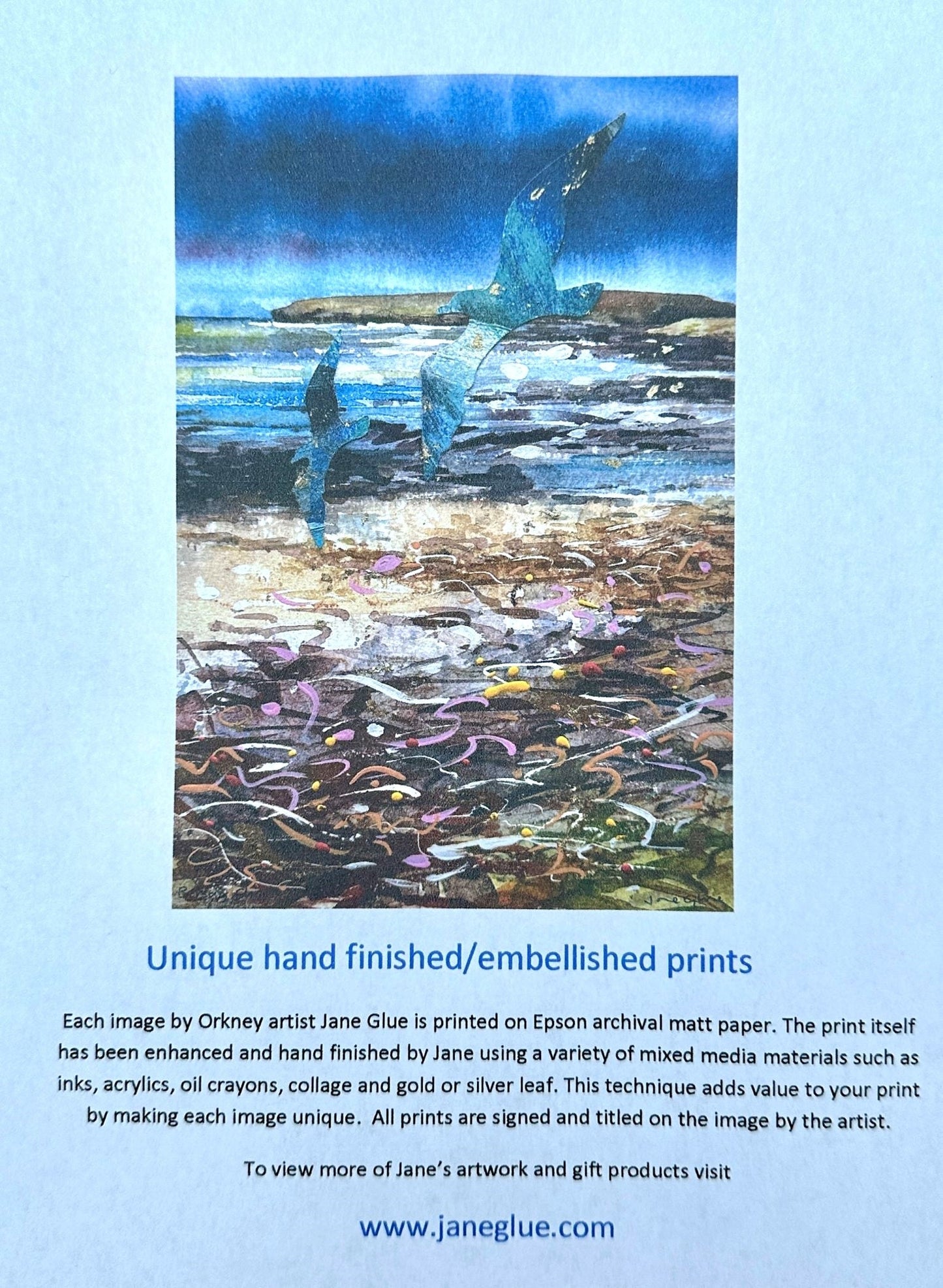 Hand finished print A3 size/Swallows in flight