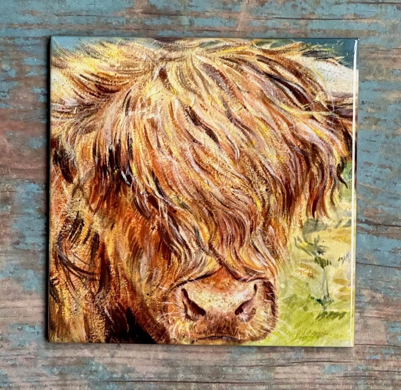 Medium ceramic tile/Hamish the Highland coo