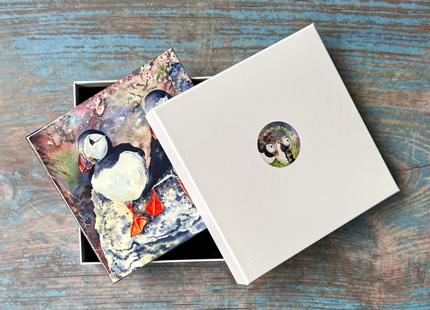 Medium ceramic tile/Puffin twins