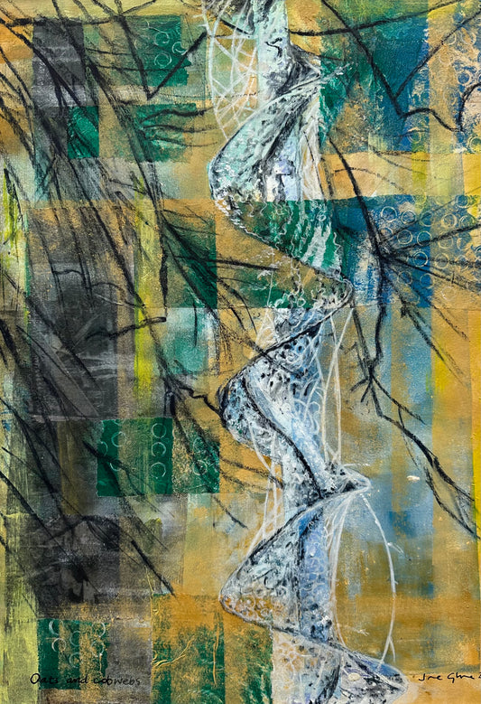 NEW! Original mixed media painting/Oats and Cobwebs