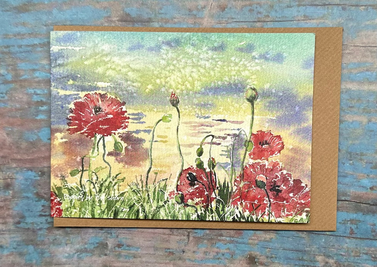 Card - Poppies on the shore