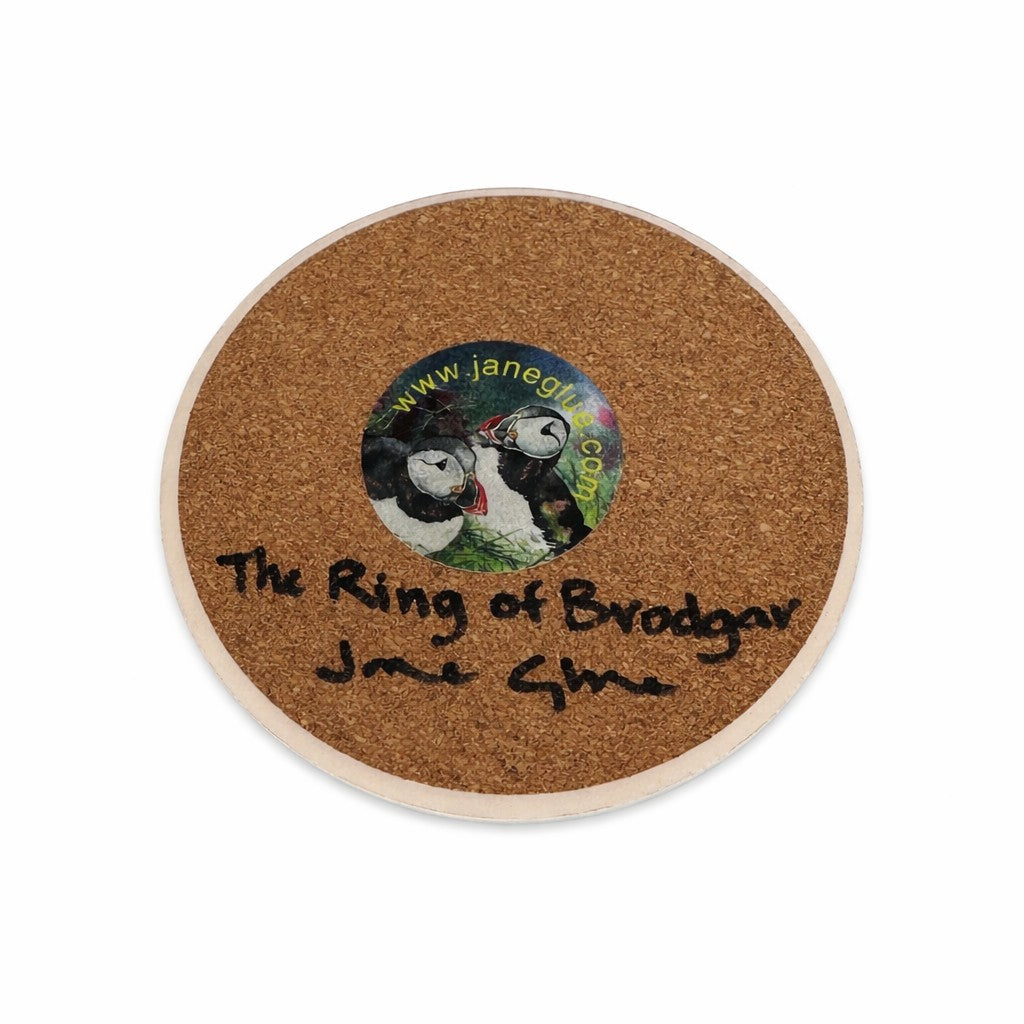 Ceramic coaster/ Oystercatchers and curlews at The Ring of Brodgar