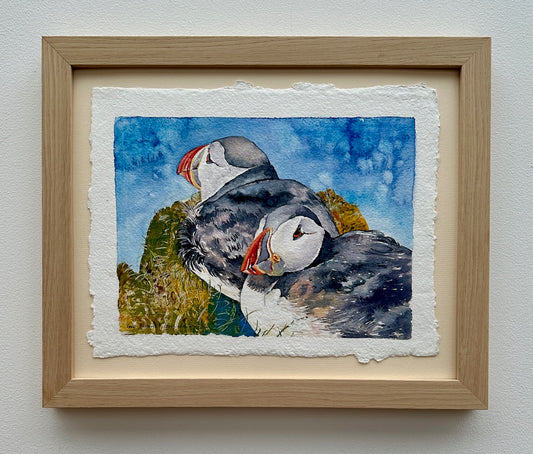 Original painting/Two puffins