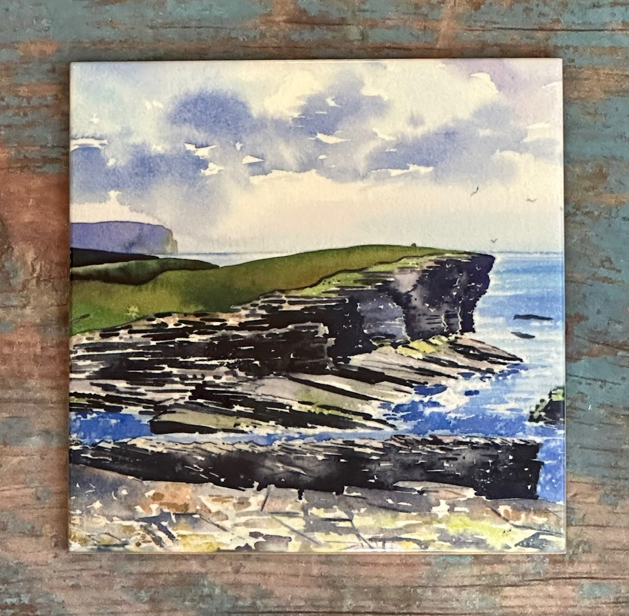Medium ceramic tile/Glittering sea at Yesnaby