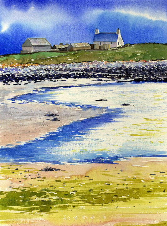 Limited edition print/House with a blue roof in Westray, Orkney