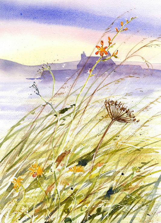 Limited edition print/Wild Flower field with cottage in the mist