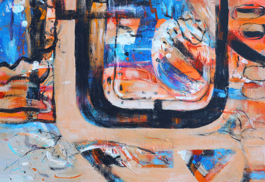 Original painting framed/Caravan window