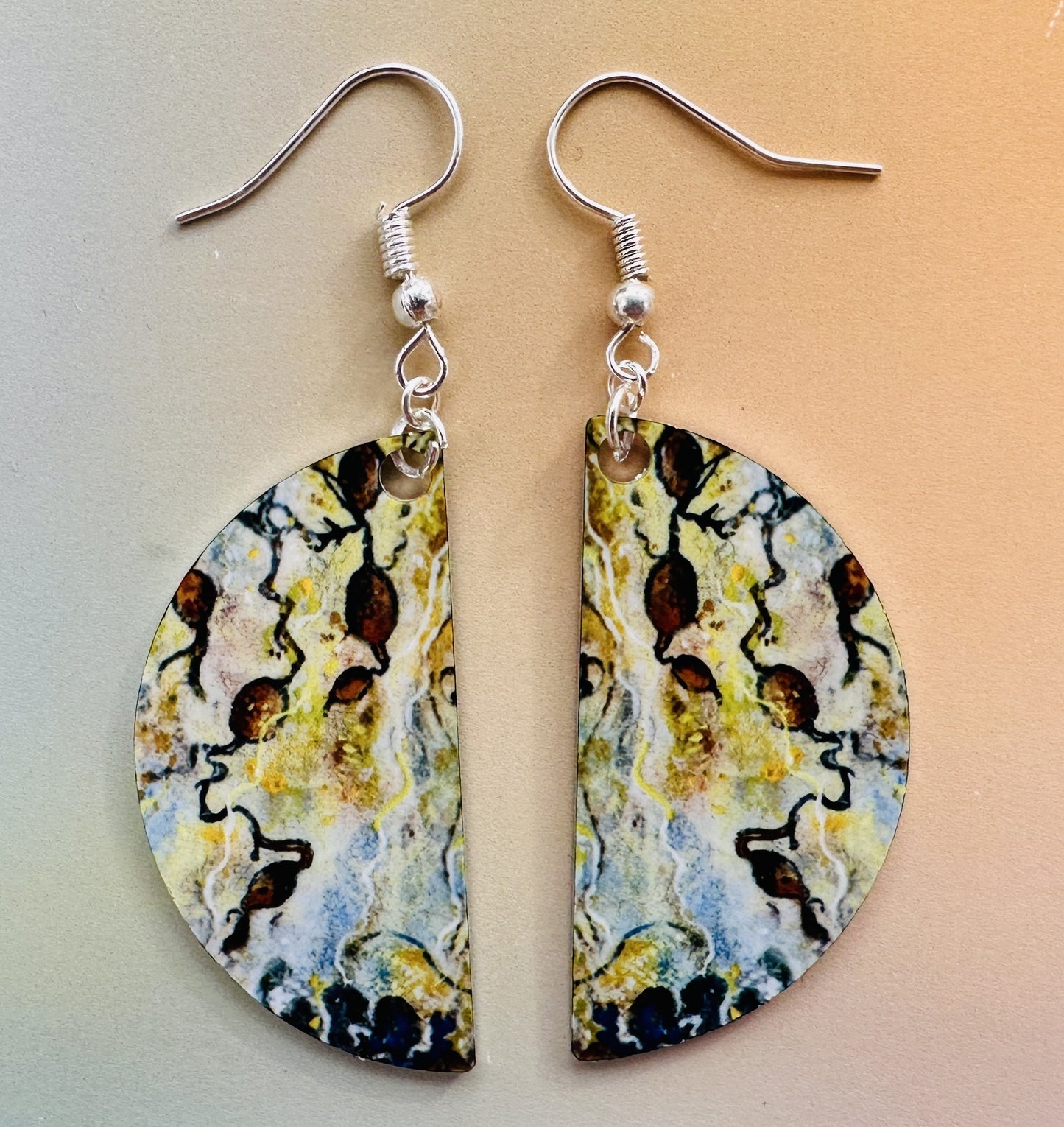 Jewellery by Jane Glue, 'Golden rockpool' Earrings/large semi-circle