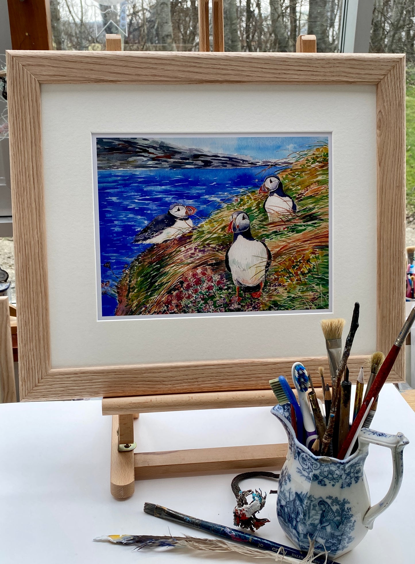 Limited edition print/Curious Puffins