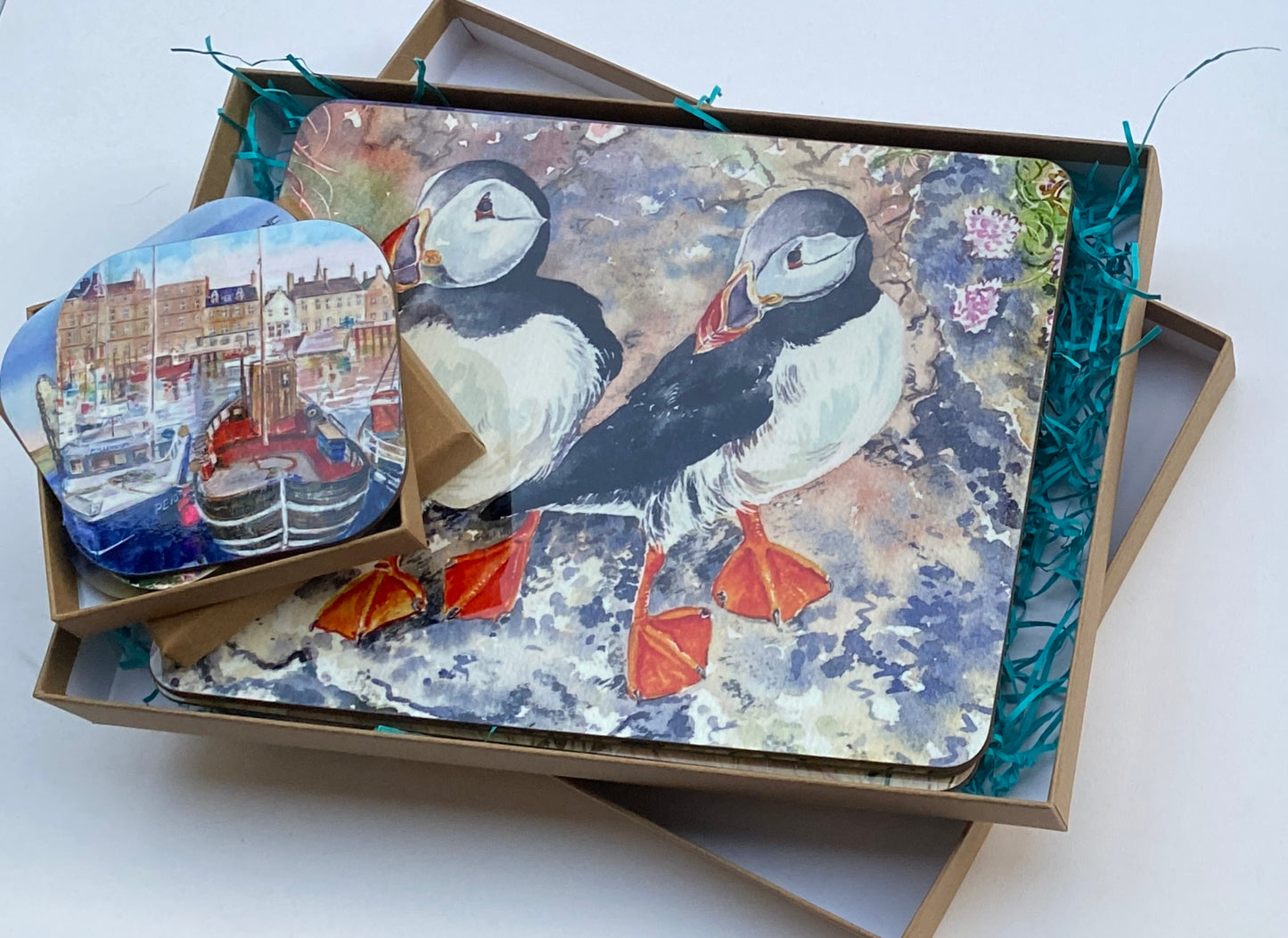 Designer tablemat/Puffin twins