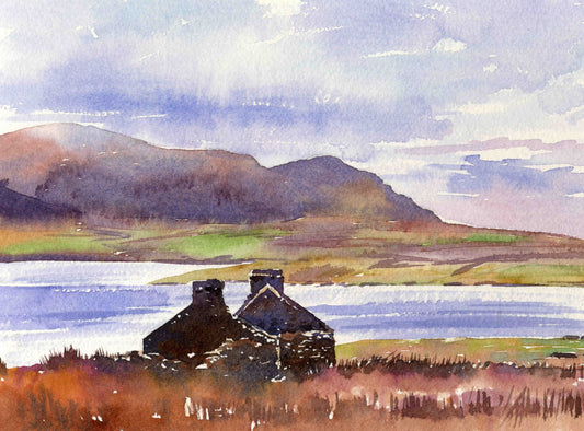 Limited edition print/Old ruin and Hoy, Orkney