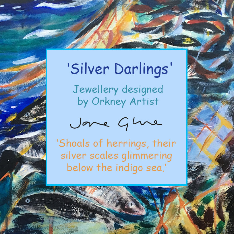 Jewellery by Jane Glue, 'Silver darlings' Earrings/large semi-circle