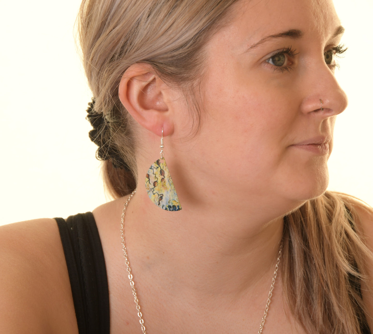 Jewellery by Jane Glue, 'Golden rockpool' Earrings/large semi-circle