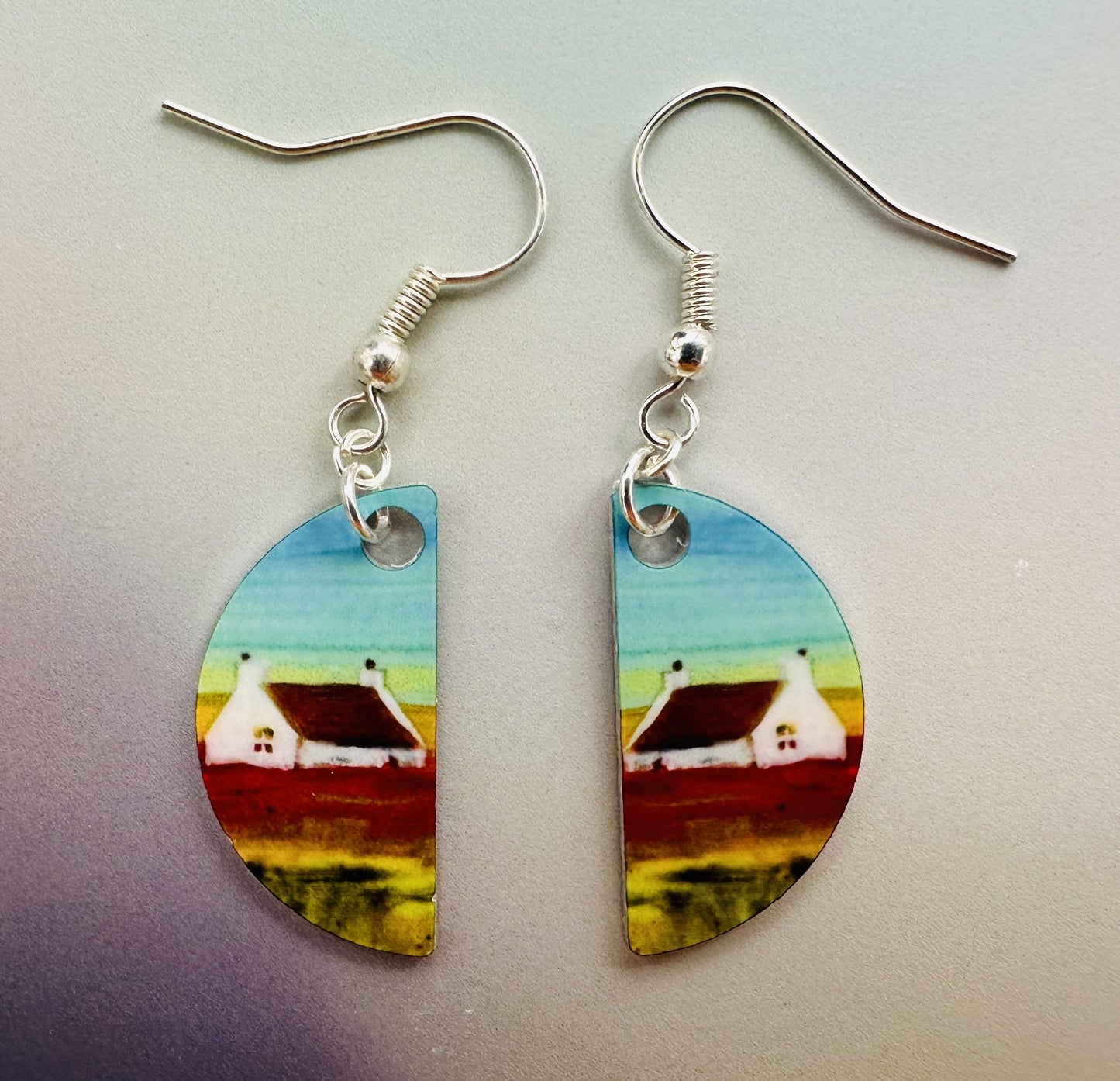 Jewellery by Jane Glue, 'Wildflower field' Earrings/small semi-circle