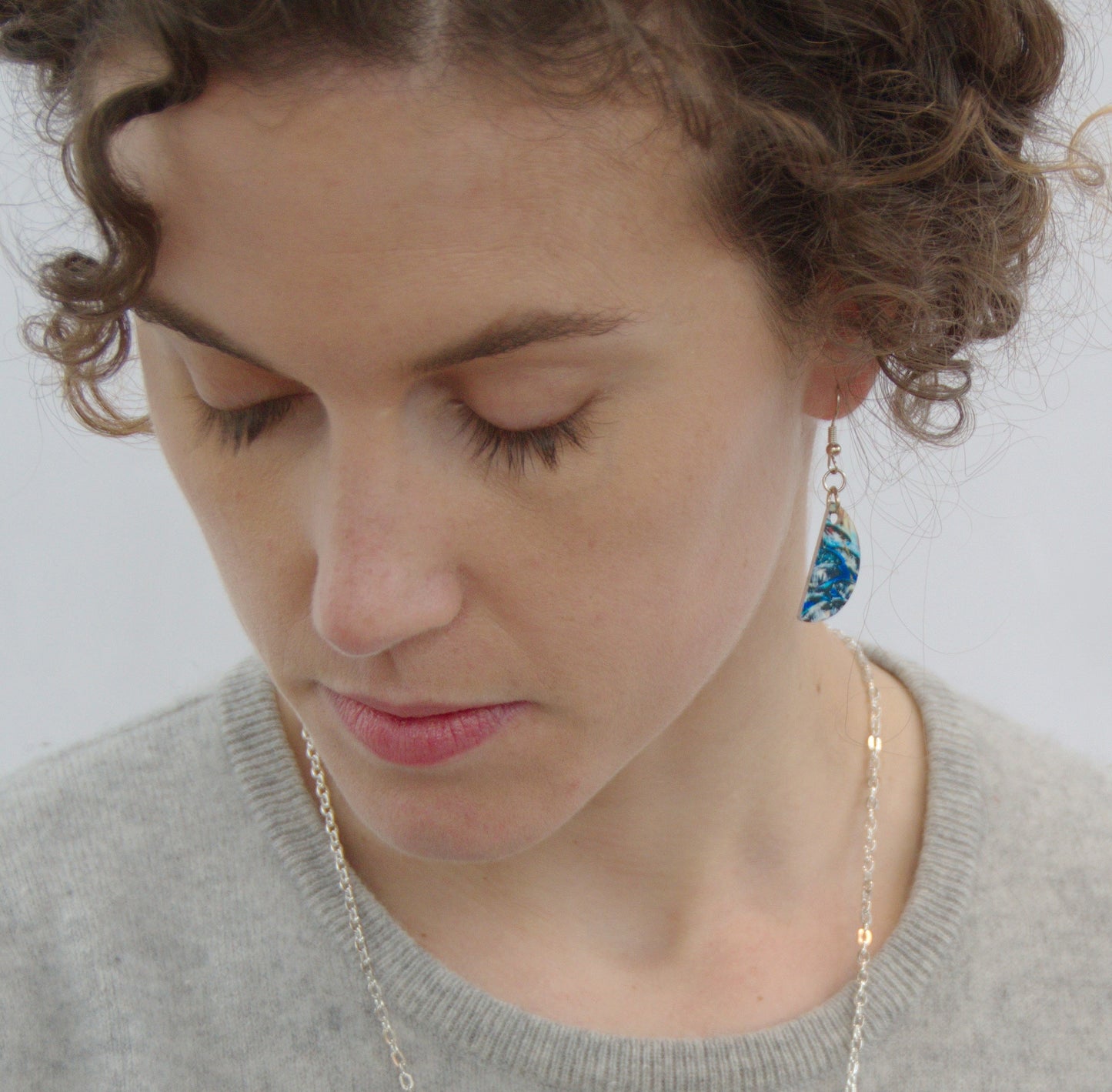 Jewellery by Jane Glue, 'Silver darlings' Earrings/small semi-circle