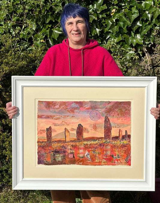 Orkney artist Jane Glue with her painting 'Rose pink sunset at The Ring of Brodgar'