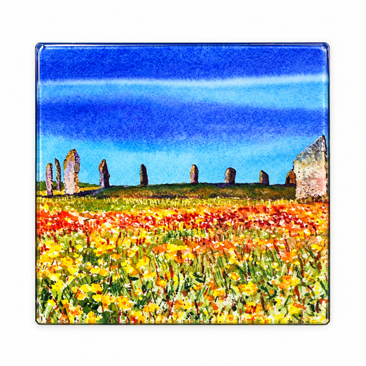 Glass coaster/Dandelions at The Ring of Brodgar