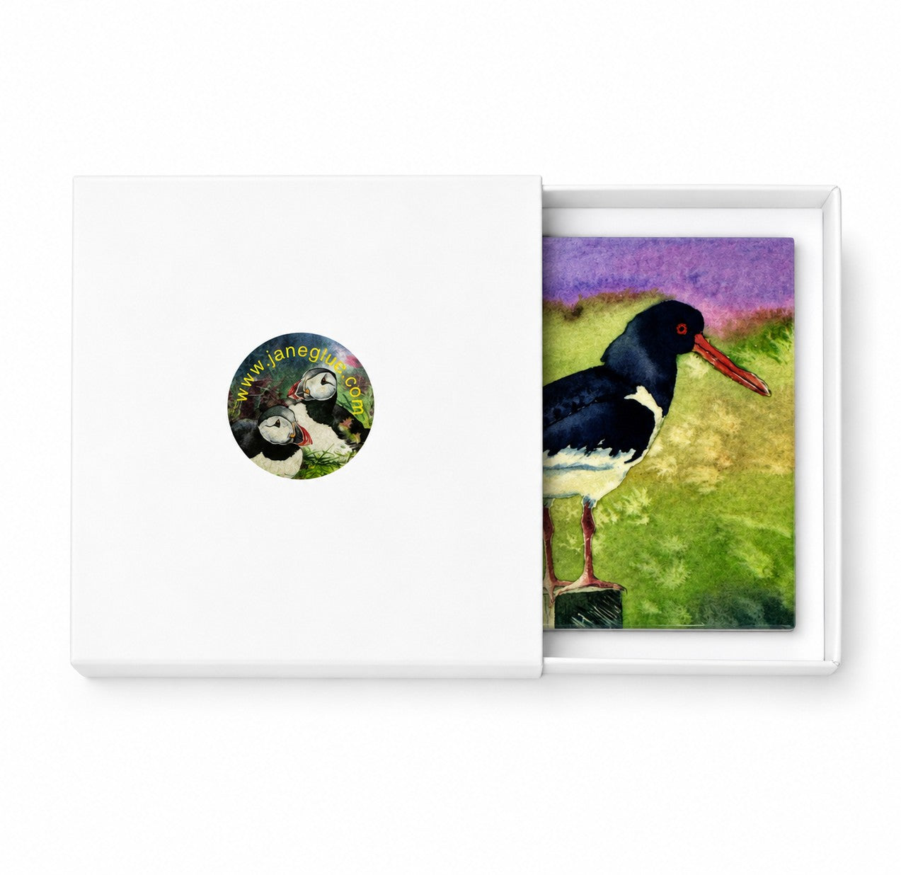 Small ceramic tile/Oystercatcher on a fence post