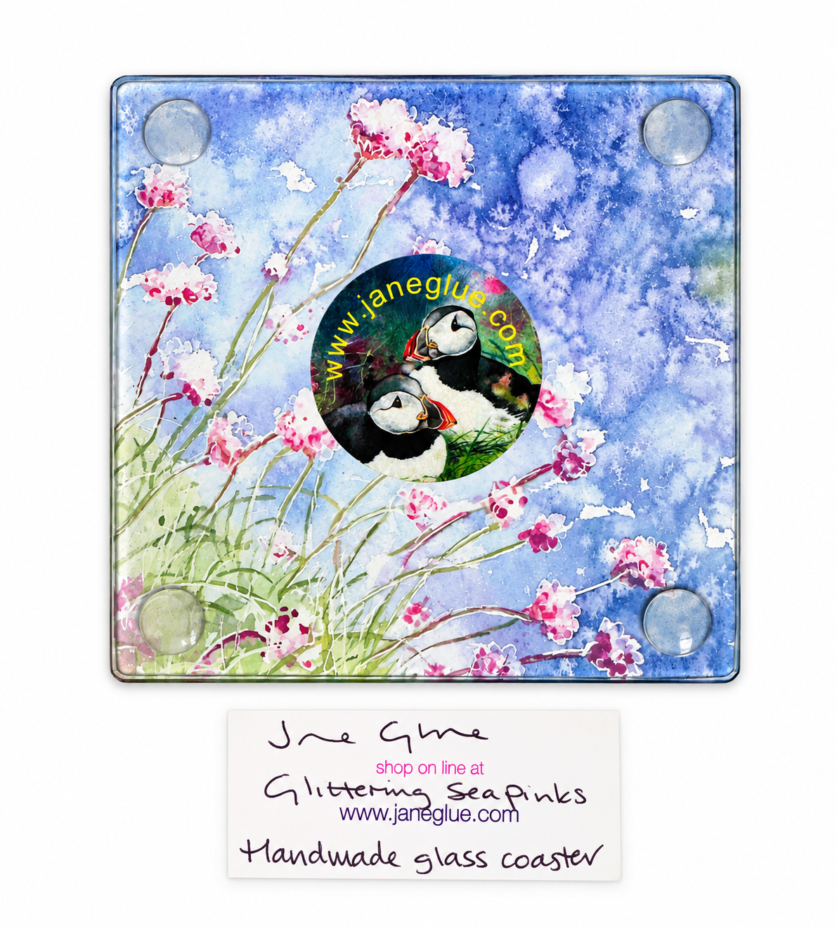 Glass coaster/Glittering seapinks