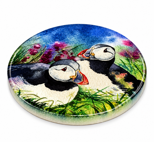 Ceramic coaster/Tammie norries(puffins)