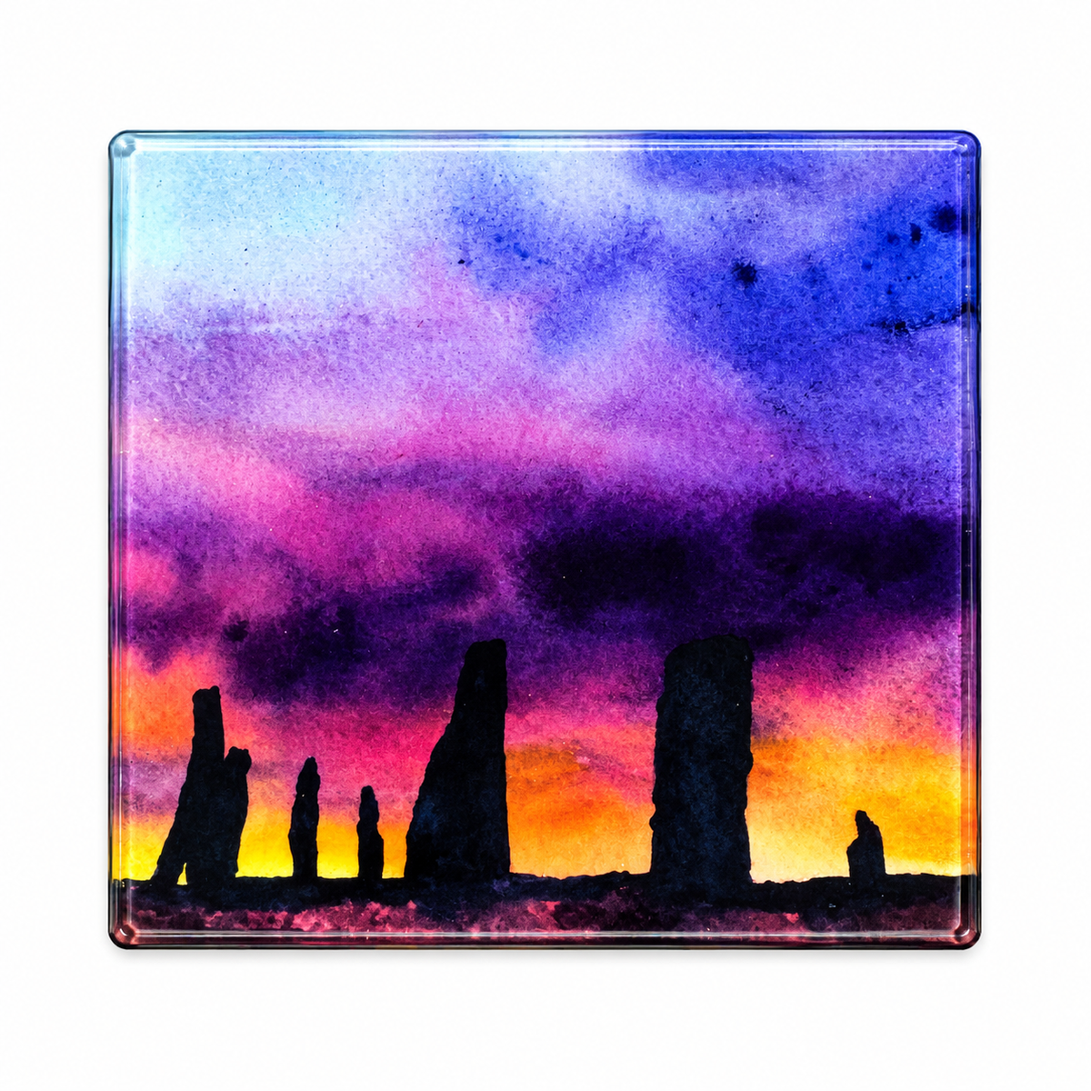 Glass coaster/Dark sunset at The Ring of Brodgar