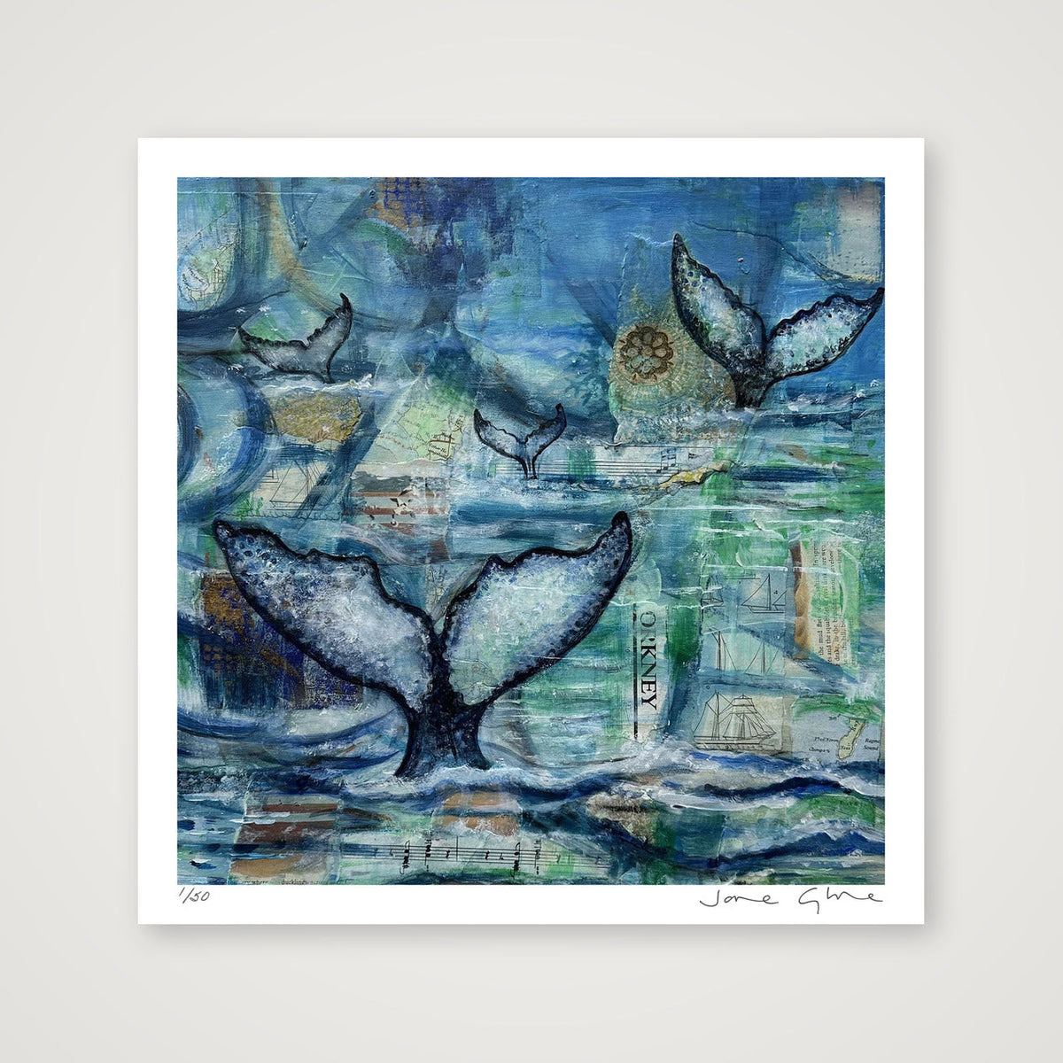 Flukes  — 40×40cm, 16×16" Print only
