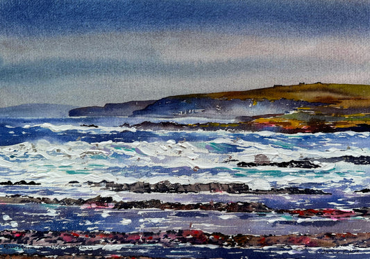 Hand finished print A4 size unframed/Rainstorm at north birsay
