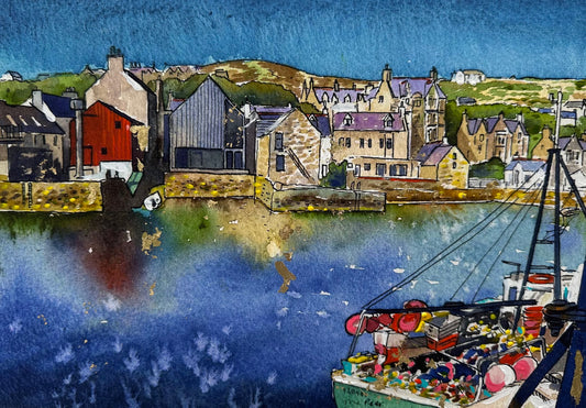 Hand finished print A4 size unframed/The Pier, Stromness