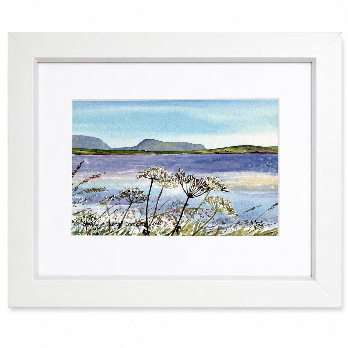 Small framed print/Summers day at Stenness loch