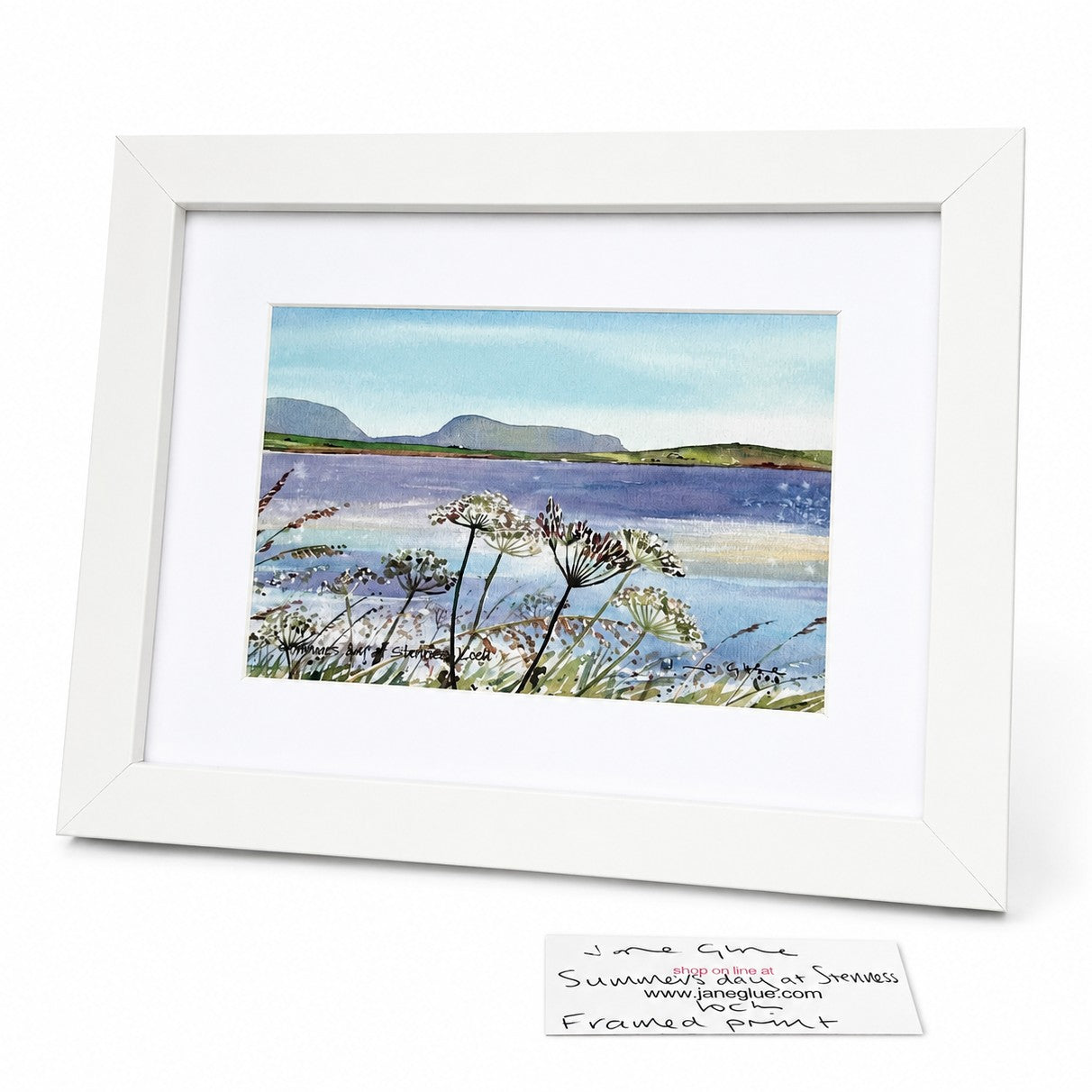 Small framed print/Summers day at Stenness loch