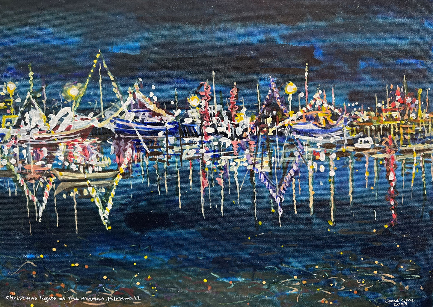 Card -  Christmas Lights at Kirkwall marina