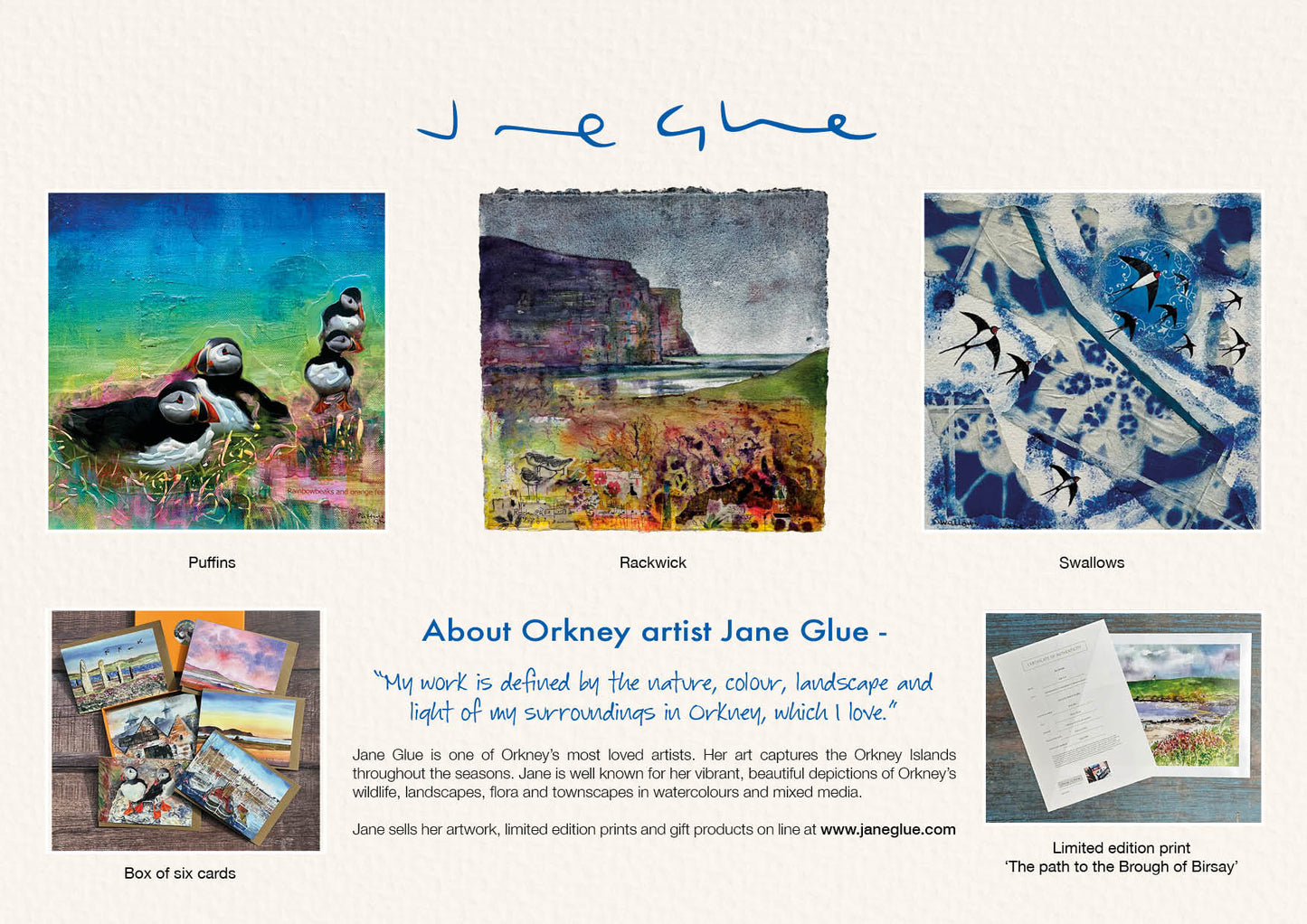 Pack of Three Jane Glue 2027 Orkney Wall Calendars