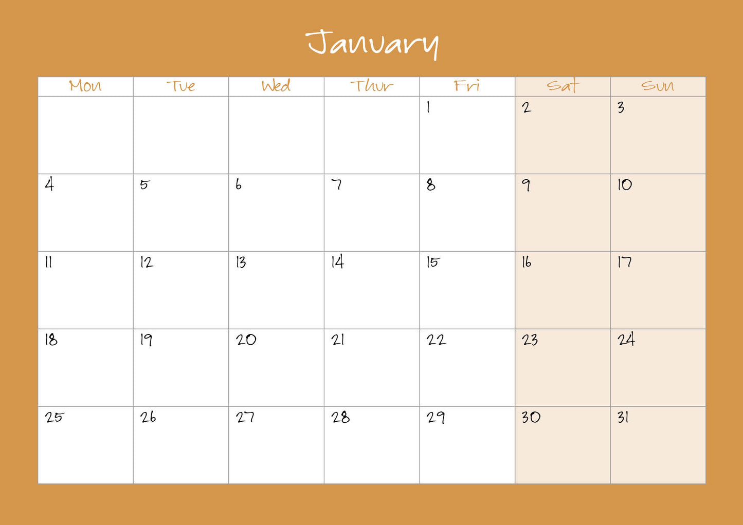 Pack of Three Jane Glue 2027 Orkney Wall Calendars