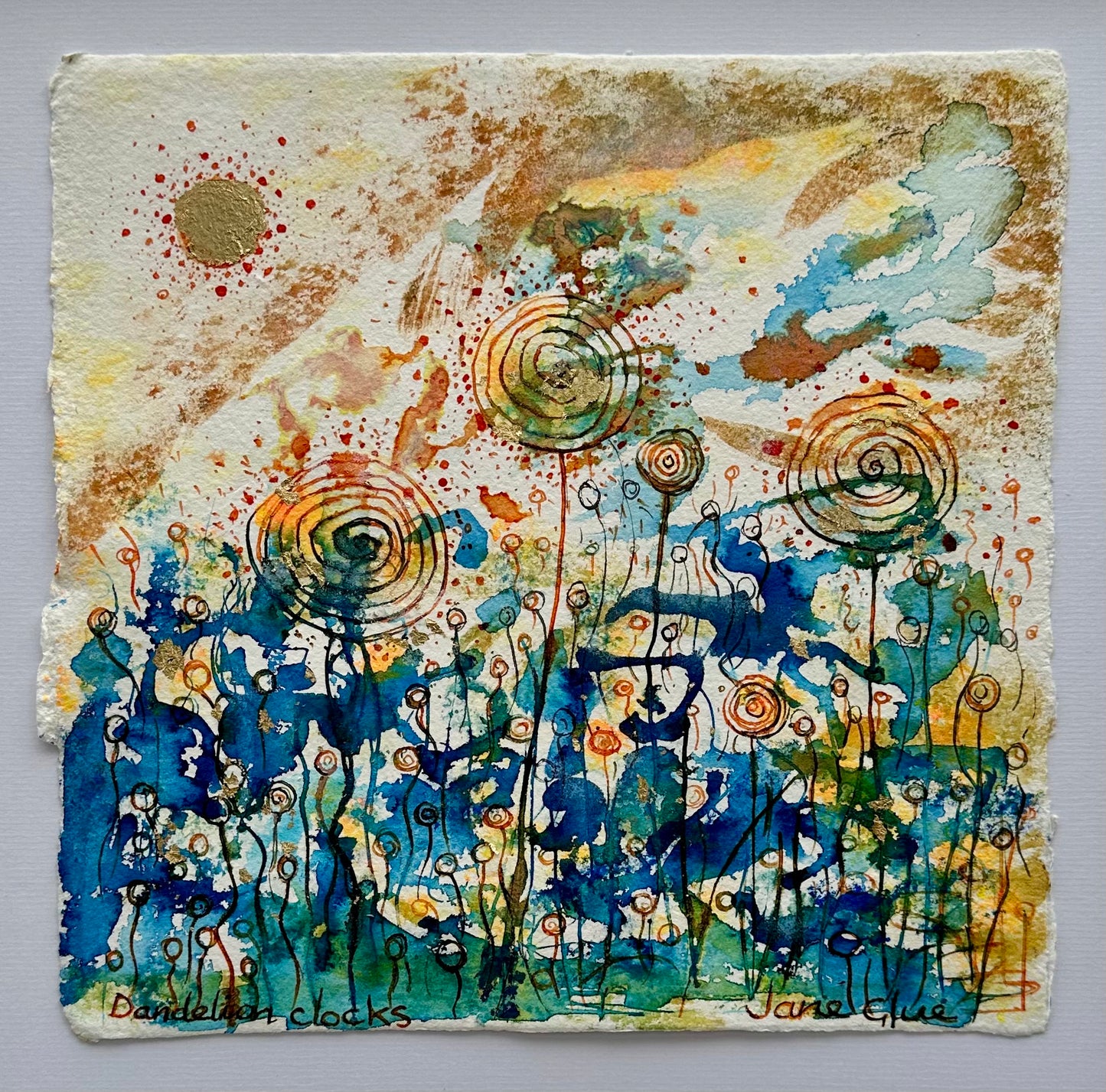 Original painting/Dandelion clocks